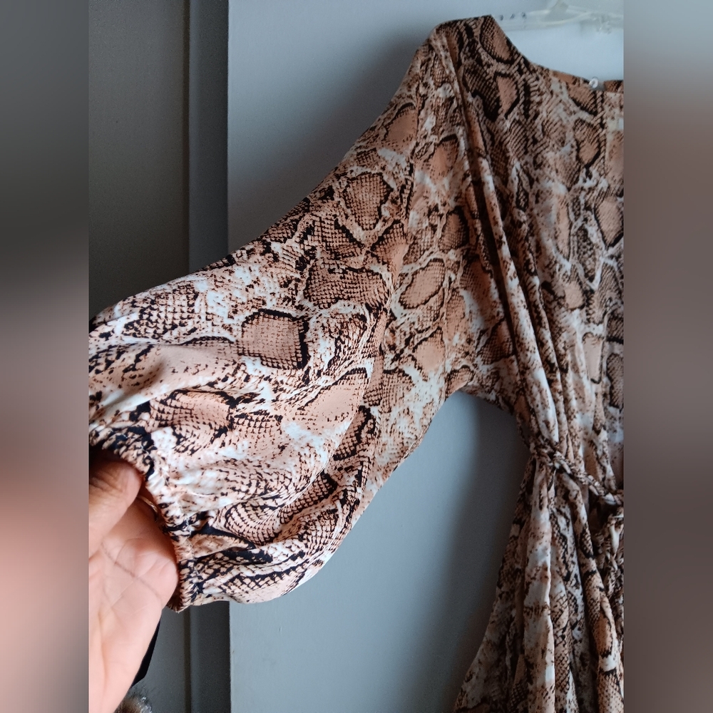 Satin Snake Print Mini Dress EUC - Picture 3 of 7